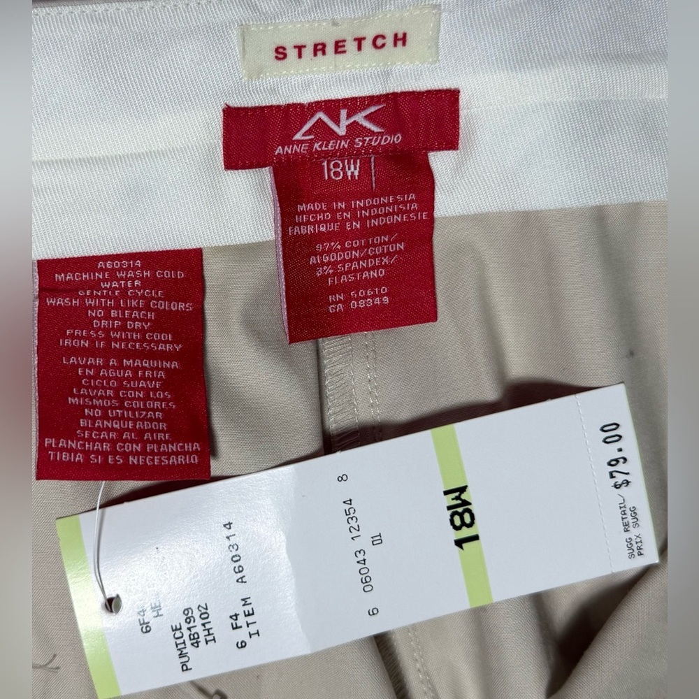 Anne Klein Studio Khaki Chinos with Side Slits 18W - Picture 6 of 8